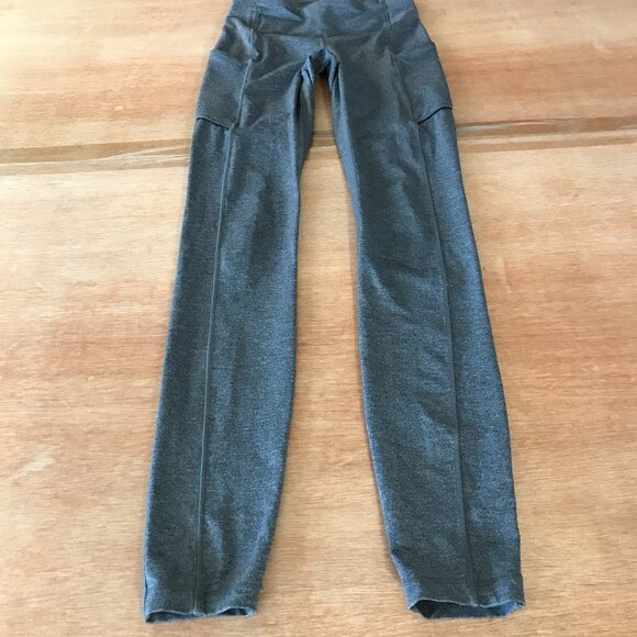 Lululemon Speed Up Leggings Women 2 Gray Mid Rise Media Pockets Zip Pocket 17738 - Picture 1 of 16